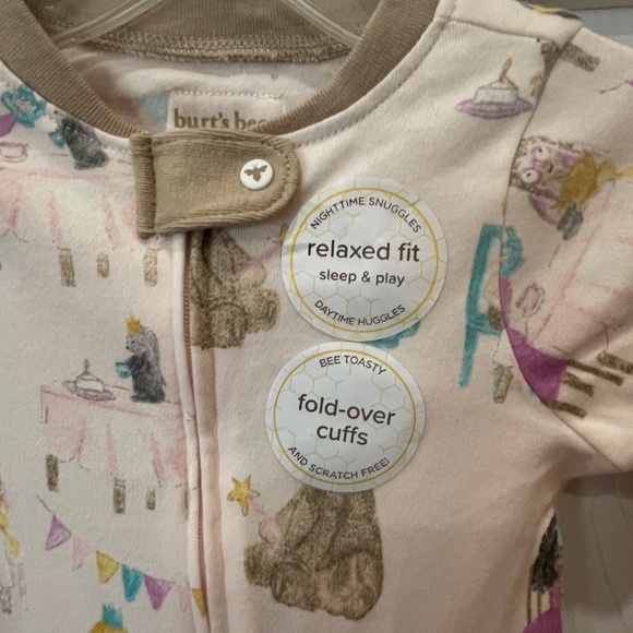 Burt's Bees Organic Sleep & Play Footie Romper TEA PARTY Girls 0-3 Month Newborn - Picture 3 of 7